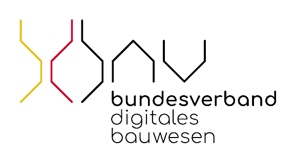 Bundesverband Digitales Bauwesen – Logo Logo „bundesverband digitales bauwesen“ mit stilisierten Linien in Gelb, Rot und Schwarz.