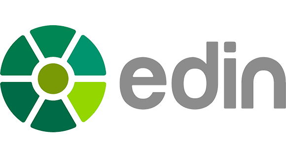 edin - Logo Logo „edin“ mit grünem Kreissymbol.